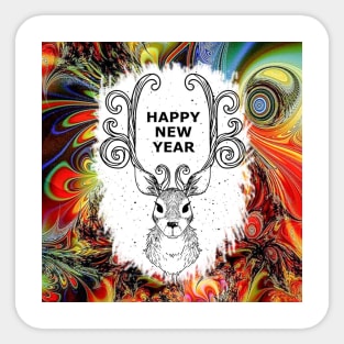 New Year's Eve Deer Christmas Holiday Sticker